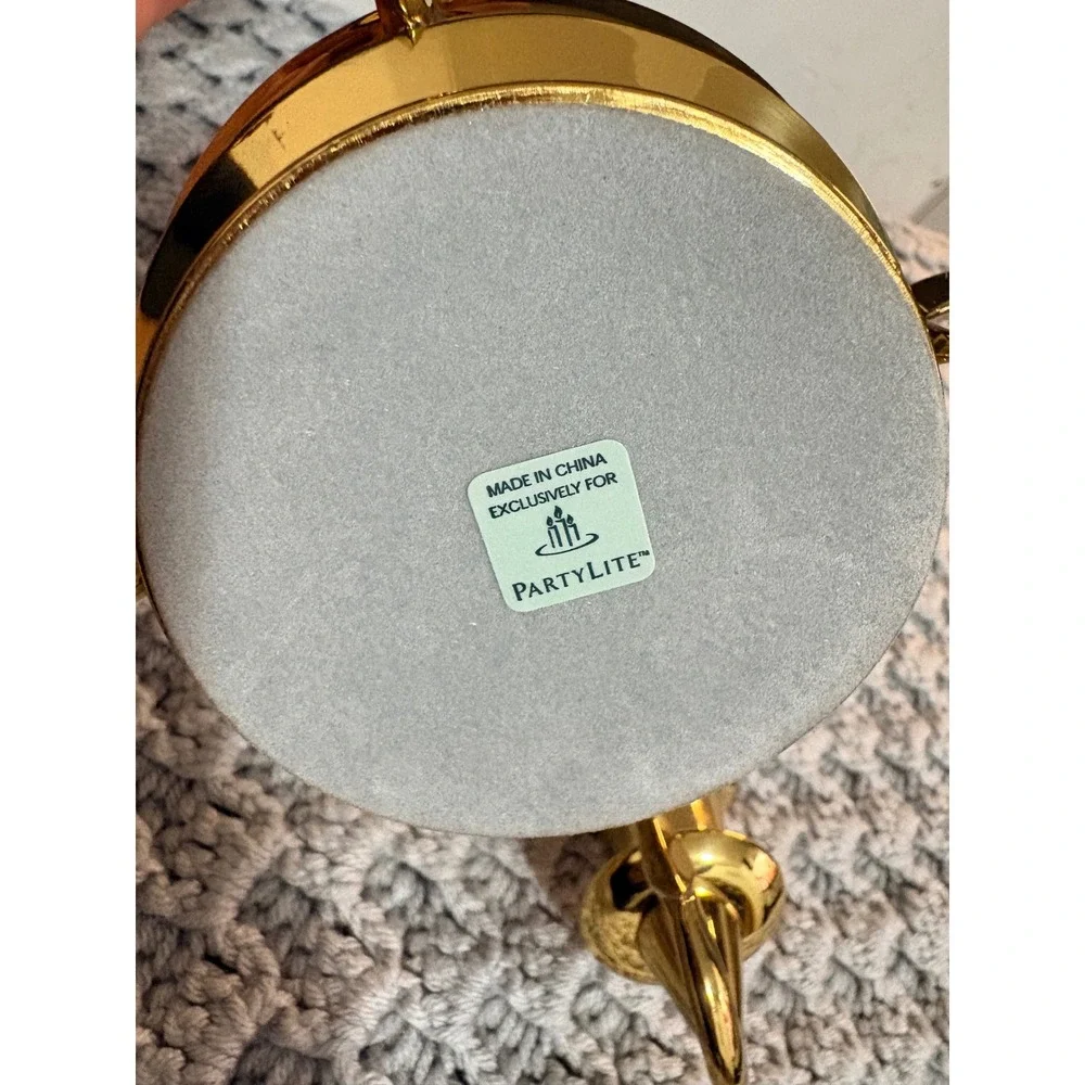 PartyLite Brass Gold Taper‎ and Pillar Candelabra Candle Holder Centerpiece